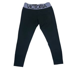 Victoria's Secret sport black leggings w purple waist band size large